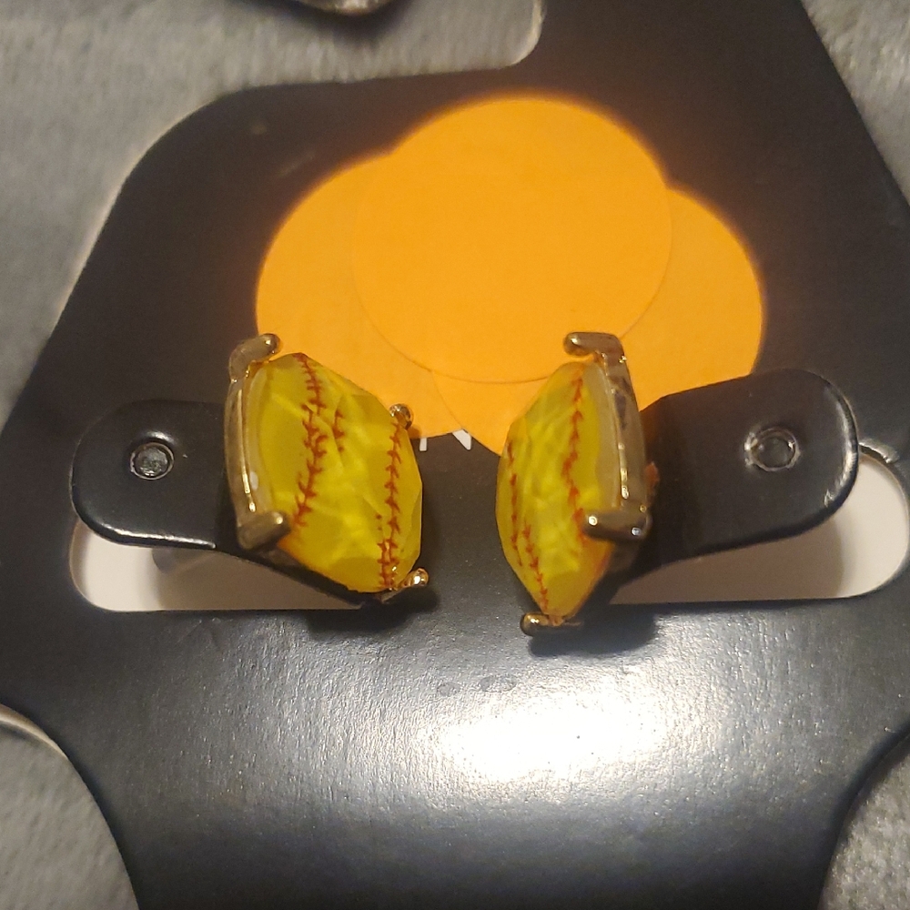 Yellow Softball Earrings